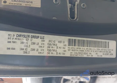 2013 Jeep Compass Sport from USA, damaged, VIN 1C4NJCBA5DD169245